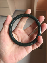 Load image into Gallery viewer, 64mm 100% Natural Dark Green/Black Meteorite Starry Night Sky Galaxy round cut Nephrite Bangle HK1-0552
