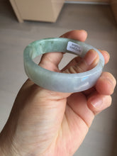 Load image into Gallery viewer, 52.4mm Certified 100% natural Type A half dark green gray black(油青) half light purple Breeze of Provence series((普罗旺斯的风)) square jadeite jade bangle AZ177-0508
