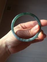 Load image into Gallery viewer, 55.4mm Certified Type A 100% Natural dark green/blue/gray Guatemala slim round cut Jadeite bangle PH8-2351
