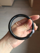 Load image into Gallery viewer, 61.5mm 100% Natural dark green/black meteorite Stellar Night sky slim round cut nephrite bangle HN62-0751
