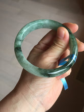 Load image into Gallery viewer, Shopify only 59mm Certified Type A 100% Natural dark green flying flowers Jadeite Jade bangle BF126-8561
