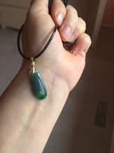 Load image into Gallery viewer, 100% Natural type A dark green gray black Guatemala Jadeite Jade thin blessed melon pendant PA210

