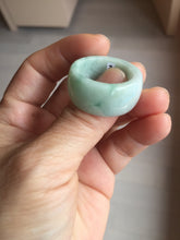 Load image into Gallery viewer, Size 12 100% natural type A sunny green light green white broad jadeite jade band ring thumb ring PC246-3
