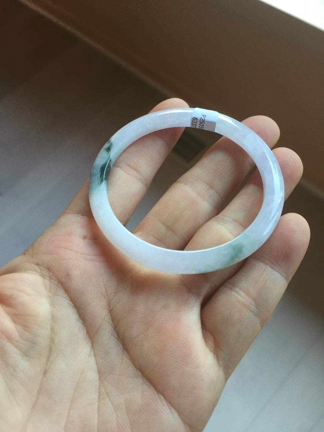 49.5mm Certified Type A 100% Natural icy watery light green purple Jadeite Jade bangle PA73-6337