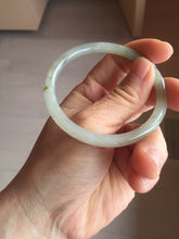 Load image into Gallery viewer, 55mm Certified type A 100% Natural light green gray black slim round cut Jadeite bangle PA204-2448
