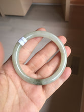 Load image into Gallery viewer, 54mm Certified type A 100% Natural light green dark green floating seaweed round cut Jadeite bangle PC138-6617
