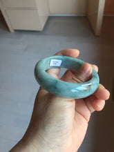 Load image into Gallery viewer, 53mm certified 100% natural Type A green white with green floating flowers chubby jadeite bangle PB241-9548
