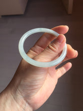 Load image into Gallery viewer, 55mm Certified Type A 100% Natural icy watery green white slim round cut Jadeite bangle PF66-04445
