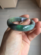 Load image into Gallery viewer, 51.2mm Certified  Type A 100% Natural sunny green gray black(Wuji) Mountains Embrace Emerald(群山怀翠) jadeite jade bangle AZ180-0509

