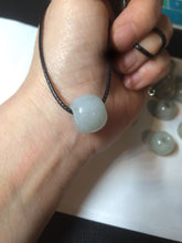 Load image into Gallery viewer, 20x18mm Type A 100% Natural white/light green olive shape Jadeite Jade LuluTong (Every road is smooth) bead pendant BF93
