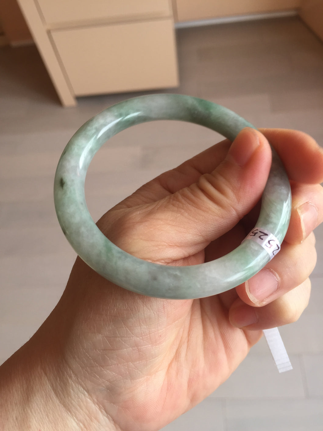 55.5mm certified 100% natural Type A light green round cut jadeite jade bangle BS104-2525