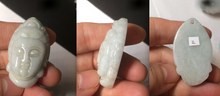 Load image into Gallery viewer, 39mm 100% natural light green/white Guanyin jadeite jade pendant/hand held BF91
