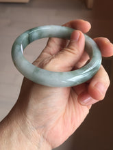 Load image into Gallery viewer, 59.2mm certified 100% natural Type A watermelon-rind green white Cool White Base with Misty Green Patches jadeite bangle PE32-2125
