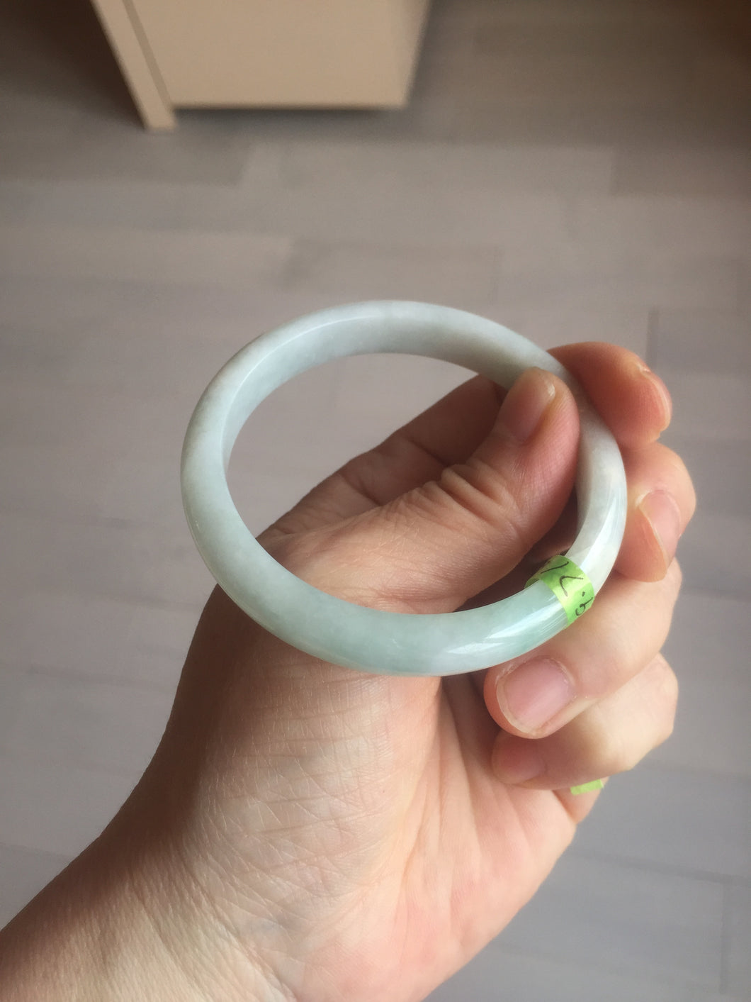 53.4mm 100% natural Type A green/white jadeite jade bangle G73