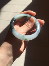 Load image into Gallery viewer, 54.3mm Certified Type A 100% Natural icy watery dark green/white//black Jadeite Jade bangle BM8-8573
