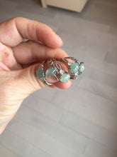 Load image into Gallery viewer, 100% natural type A icy watery green dark green four-prong jadeite jade ring group AA88

