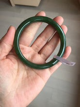 Load image into Gallery viewer, 59.5mm certified 100% Natural dark green/black nephrite (碧玉)  bangle HN48-0136
