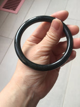 Load image into Gallery viewer, 58.6mm Certified type A 100% Natural dark green black MoCui(墨翠) round cut Jadeite bangle PC150-0687
