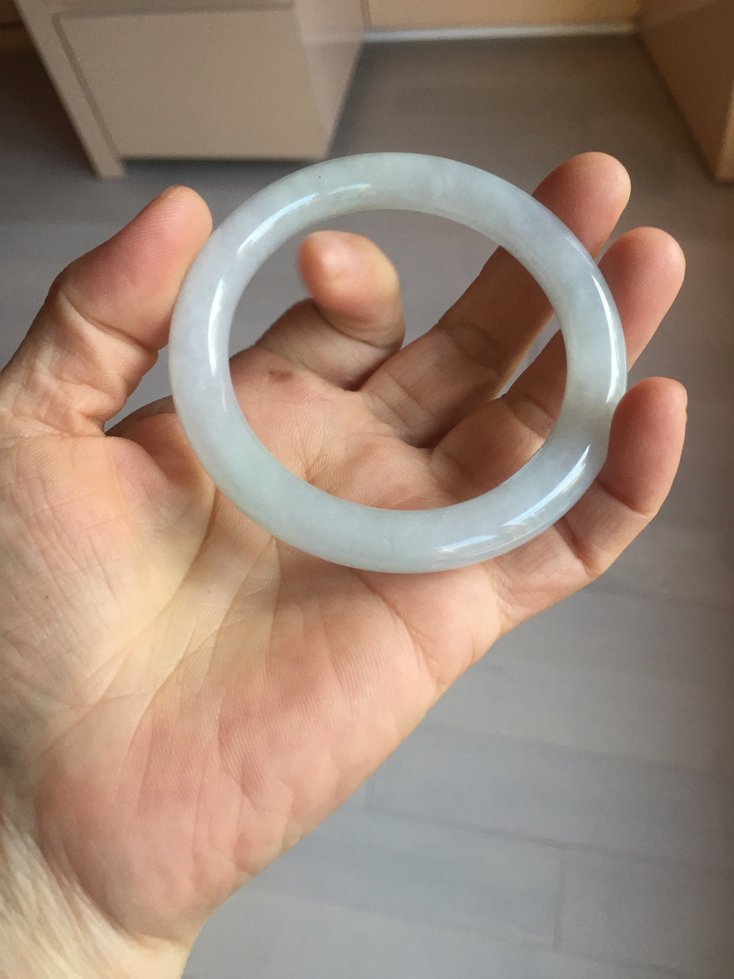 54.2mm Certified Type A 100% Natural light green/purple/white round cut Jadeite bangle PD103-4905