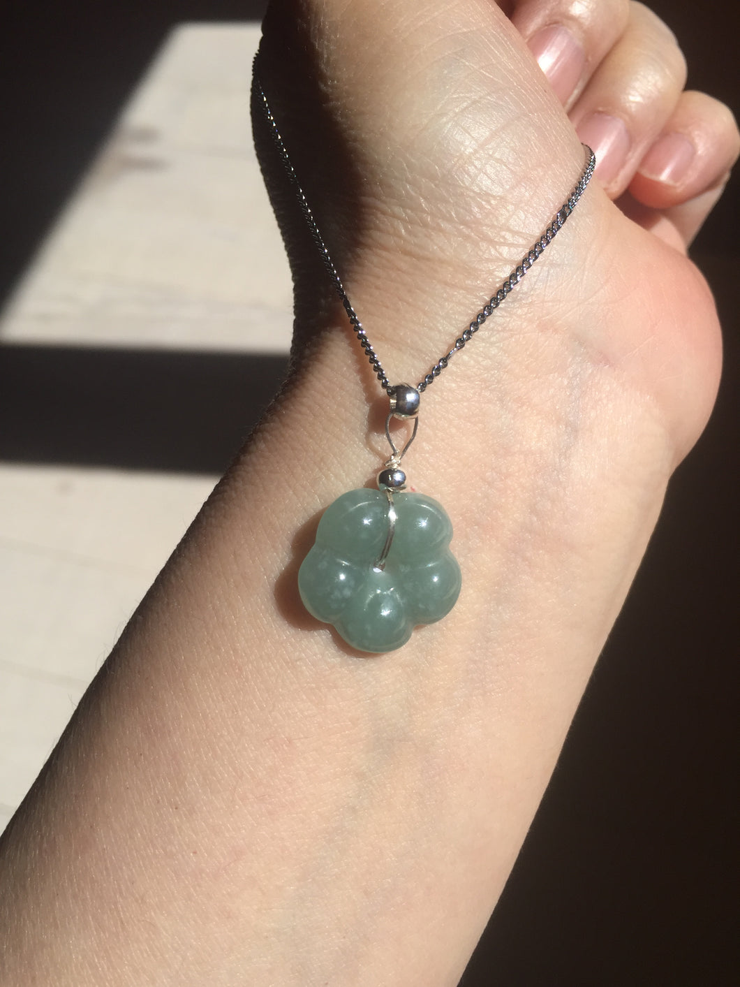 100% Natural blue green gray black Guatemala jadeite Jade flower pendant group PB43