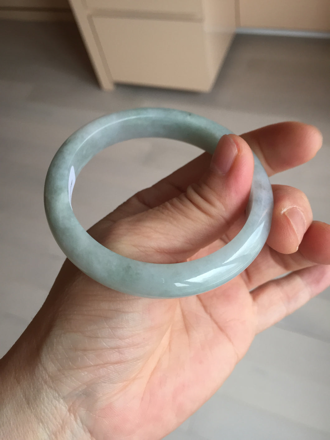 54mm certified Type A 100% Natural light green white Jadeite Jade bangle BM67-0316