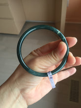 Load image into Gallery viewer, 59mm Certified Type A 100% Natural dark green/blue/gray with Guatemala slim round cut Jadeite bangle PH5-2328
