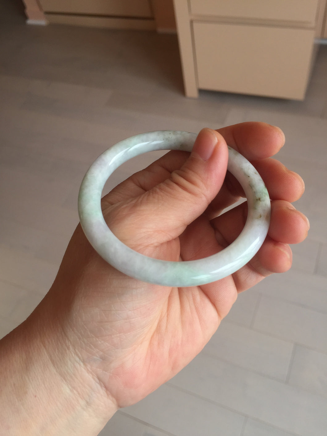 53.8mm certified 100% natural Type A light green purple brown round cut jadeite jade bangle BS107-2542