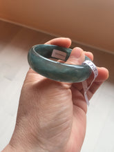 Load image into Gallery viewer, 49mm Certified Type A 100% Natural icy watery deep sea green/blue/gray/white oval Guatemala Jadeite bangle F124-2262
