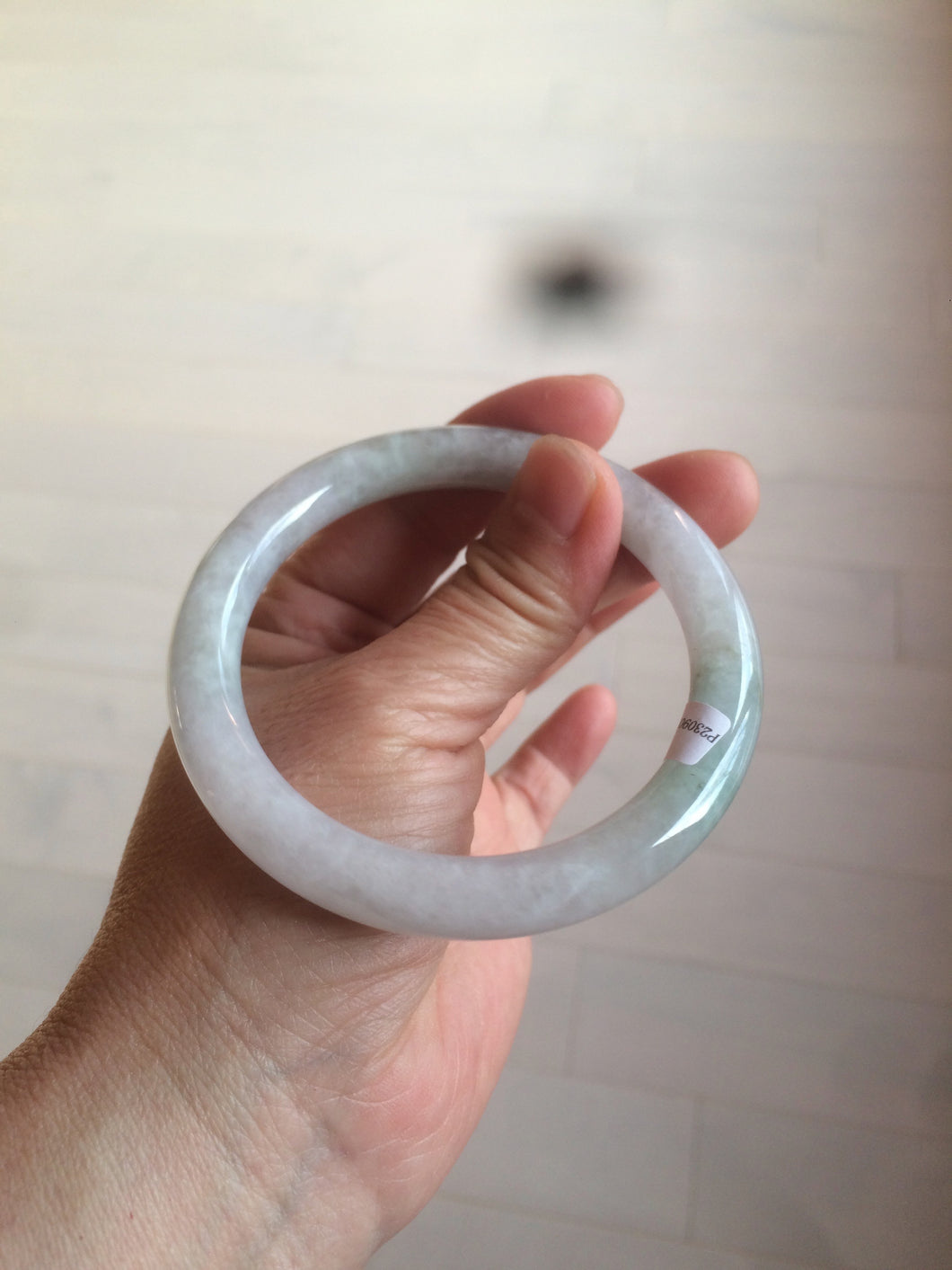 58mm certified 100% natural type A light green/white round cut jadeite jade bangle AZ101-2808