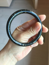 Load image into Gallery viewer, 61mm 100% Natural Dark Green Black Meteorite A Sky Full of Stars (繁星满天) Round Cut Nephrite Bangle HN224-0568
