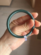 Load image into Gallery viewer, 55.5mm Certified Type A 100% Natural dark green/blue/gray with Guatemala slim round cut Jadeite bangle PH10-2340
