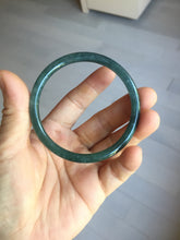 Load image into Gallery viewer, 56.2mm Certified Type A 100% Natural dark green/gray/black Guatemala slim round cut Jadeite bangle PJ84-0653
