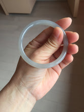 Load image into Gallery viewer, 55mm Certified 100% Natural icy watery gray black(灰冰) smoky gray(烟紫) slim round cut nephrite jade bangle HT124-9091
