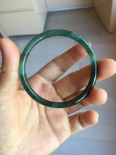 Load image into Gallery viewer, 53mm Certified Type A 100% Natural dark green/blue/gray Guatemala slim round cut Jadeite bangle PJ18-2595
