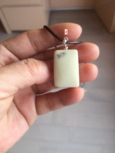 Load image into Gallery viewer, 100% natural light yellow/brown soap shape square nephrite jade safe and sound pendant group HT37

