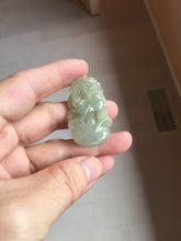 Load image into Gallery viewer, Type A 100% Natural  Light Green gray (淡油冰)Jadeite Jade bunny rabbit Pendant PC232
