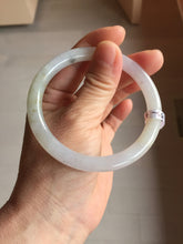 Load image into Gallery viewer, 58mm certified Type A 100% Natural light green purple brown with brown red flying dandelions slim round cut Jadeite Jade bangle PB255-3718
