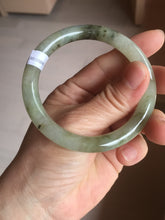 Load image into Gallery viewer, 54.5mm Certified type A 100% Natural light green dark green floating seaweed round cut Jadeite bangle PC137-6611
