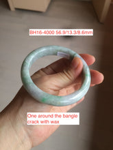 Load image into Gallery viewer, 52-60mm Certified type A 100% size 56-60mm Natural green/white/purple Jadeite bangle with defects group BH15
