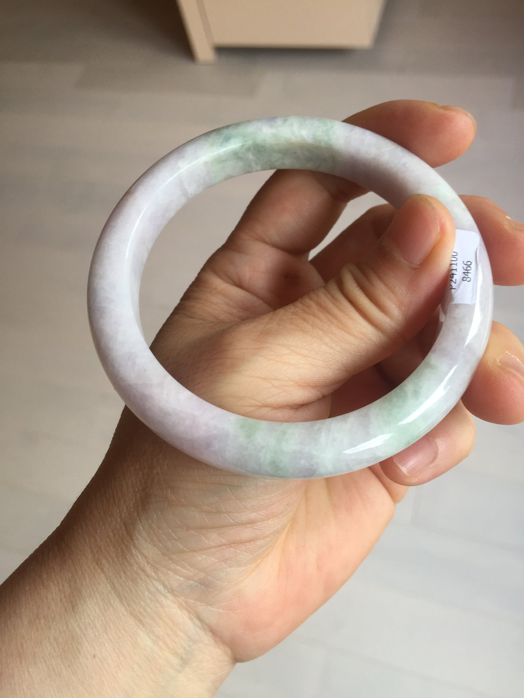 60mm certified Type A 100% Natural light green purple Jadeite Jade bangle PC97-8466