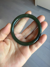 Load image into Gallery viewer, 53.6mm certified 100% Natural dark green/black round cut nephrite (碧玉)  bangle HN148-0508
