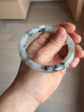 Load image into Gallery viewer, 56mm certificate 100% natural Type A white dark green ink painting (水墨) round cut jadeite jade bangle PC157-3144

