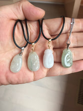 Load image into Gallery viewer, 100% Natural type A light green/light green/white/purple/gray jadeite Jade RuYi(如意) pendant PJ130
