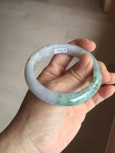 Load image into Gallery viewer, 53.6mm 100% Natural type A dark green purple white carved plum bossom and golden-painted Jadeite Jade bangle PD91-0269
