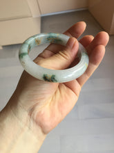 Load image into Gallery viewer, 55mm 100% Natural type A green white green floating flowers carved and golden-painted Jadeite Jade bangle PA168-2337
