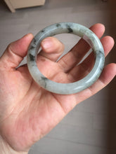 Load image into Gallery viewer, 56mm certificated Type A 100% Natural icy watery light green/white with dark green floating flowers chinese ink painting Jadeite Jade bangle PB124-7427
