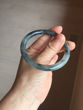 Load image into Gallery viewer, 55.4mm Certified Type A 100% Natural icy watery dark green/gray round cut Jadeite bangle AA133-6936
