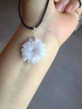 Load image into Gallery viewer, Type A 100% Natural light green/white/purple jadeite Jade flower Pendant PB47
