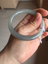 Load image into Gallery viewer, 52.8mm certified 100% Natural icy watery light gray black smoky purple(烟紫) nephrite bangle HN119-0101
