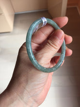 Load image into Gallery viewer, 56mm Type A 100% Natural Light Green/Gray/Black/Brown “Reed Flowers &amp; Snow” Guatemala Slim Round Cut Jadeite Bangle PJ128-1410
